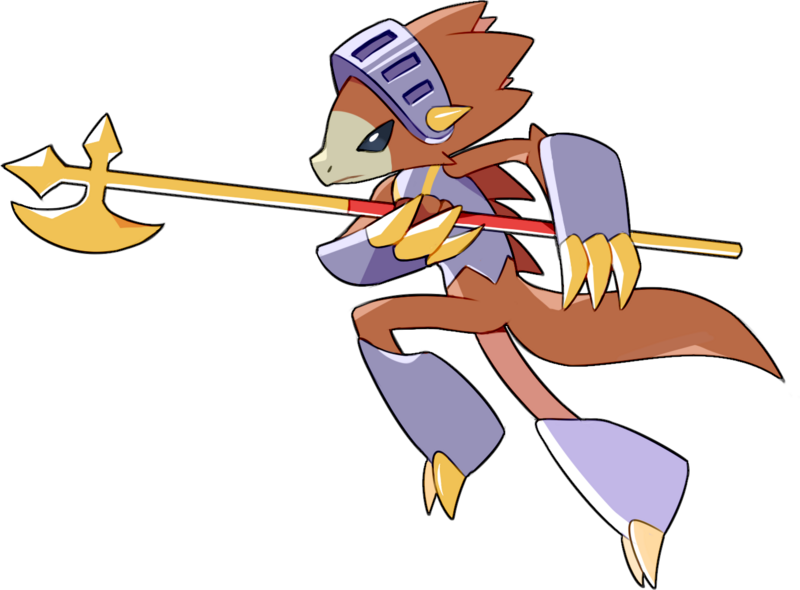 In the official art for Palangolin, the chest armour is form-fitting and the tail lacks detail.