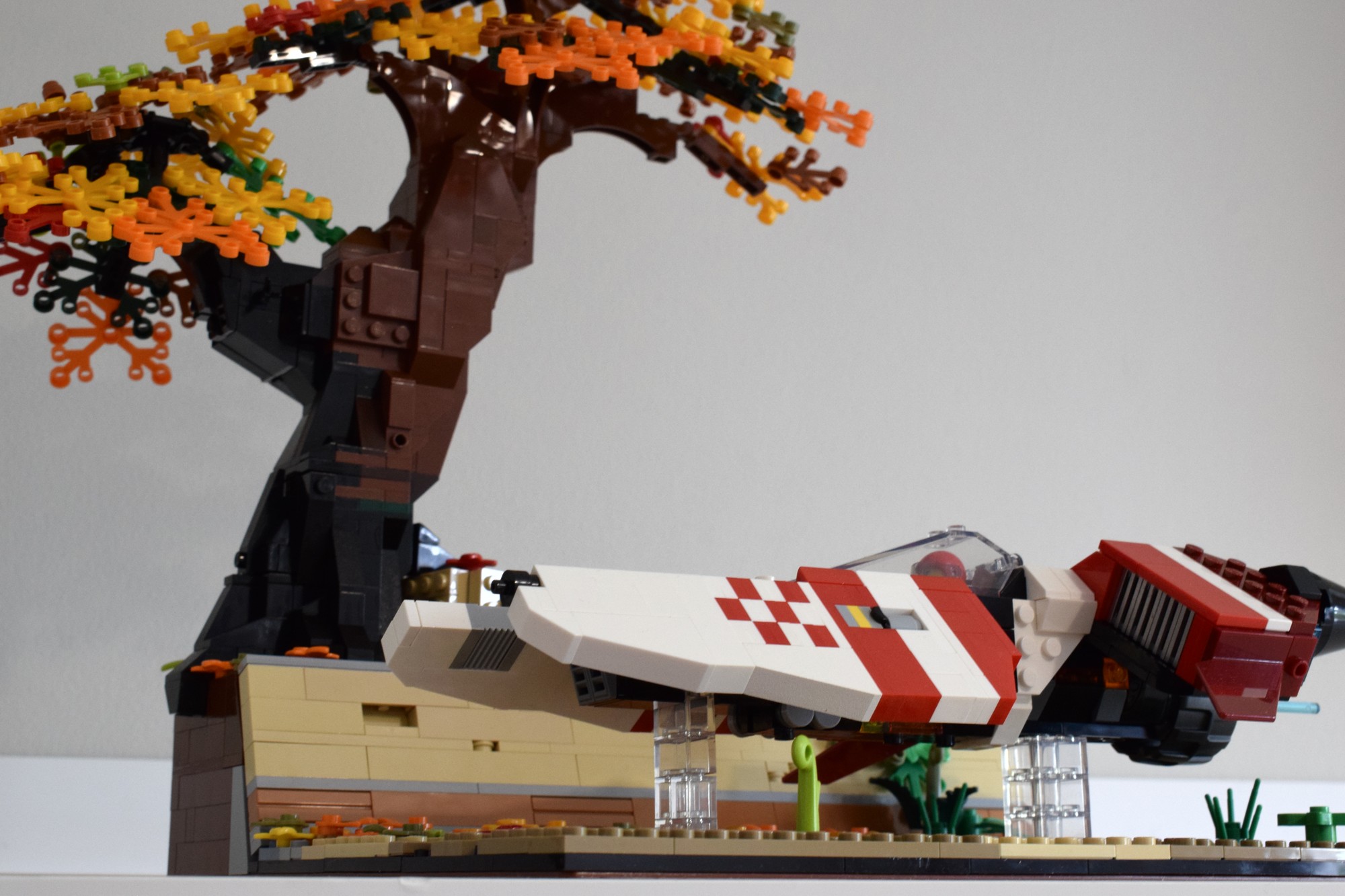 A low angle shot of the racing vehicle.